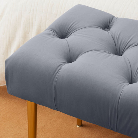 Rootz getufte bank - fluwelen look - gestoffeerde zitting - comfortabele zitting - hoge stabiliteit - 115 cm x 46 cm x 49 cm