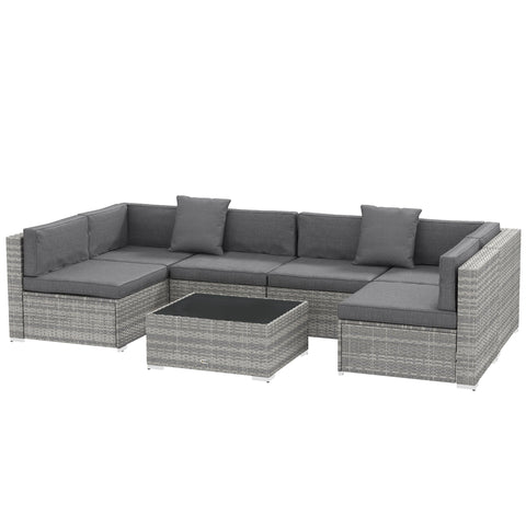 Rootz 7-Piece Modular Garden Furniture Set - Patio Set - Outdoor Lounge - High Comfort - 75x65x62.5cm Sofa, Grey