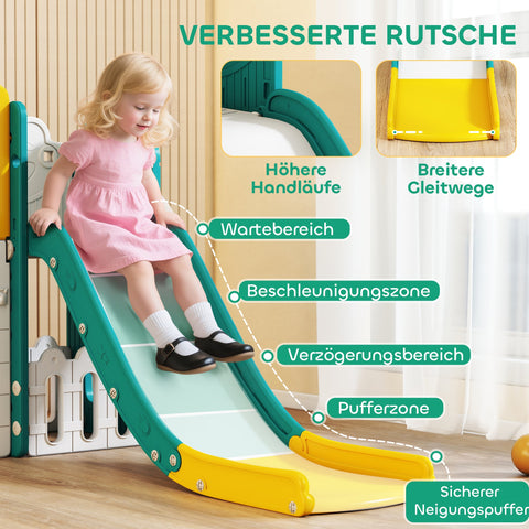 Rootz 7-in-1 Slide Set for Toddlers - Playset - Activity Center - Promotes Creativity & Friendship - 176cm x 150cm x 94cm - Yellow + Green
