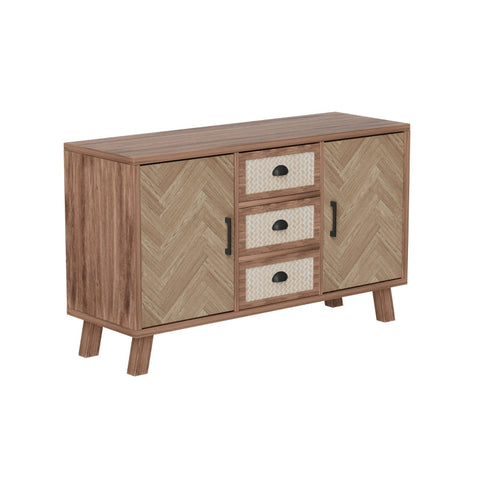Rootz Stylish Sideboard - Storage Cabinet - Elegant Buffet - Timeless Design - Herringbone Pattern - 120L x 40W x 84H cm