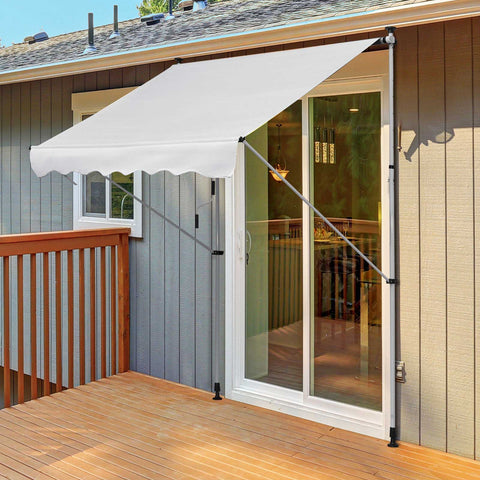 Rootz Manual Extendable Awning Blind - Retractable Awning - Balcony Sunshade - Easy Installation - 2L x 1.5W x 1.7-2.8H m