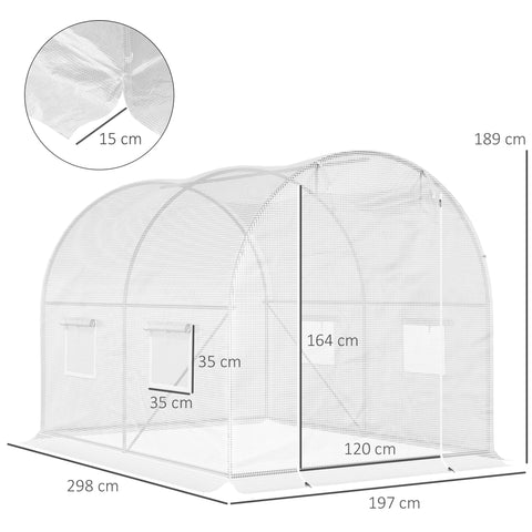 Rootz Garden Polytunnel - Greenhouse - Plant Shelter - Enhanced Crop Yield - 3L x 2W x 1.9H m - Galvanized Steel - HDPE Cover