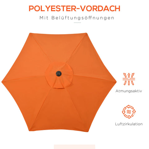 Rootz Parasol Ø196 cm - Hexagonal Balcony Screen - Sunshade - Aluminum Frame - Easy Open - Perfect for Garden & Beach Use - Orange
