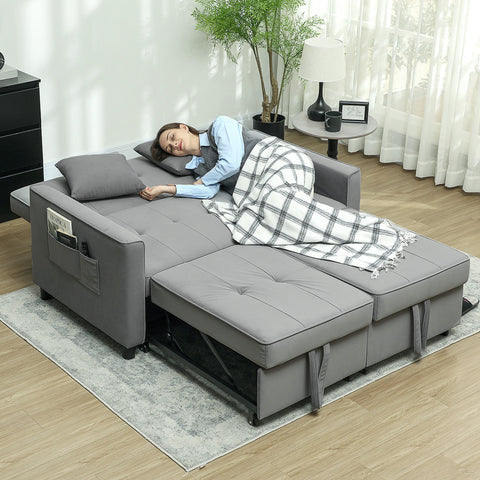 Rootz 4-in-1 Sofa - Adjustable Couch - Sofa Bed - Velvet Fabric & Pillows - 140.5cm x 90.5cm x 89cm - Enhance Elegance