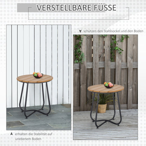 Rootz Garden Table - Elegant Round Table - Outdoor Dining Table - Durable Steel Frame - Adjustable Foot Pads - Slatted Design - Ø49 x 48H cm