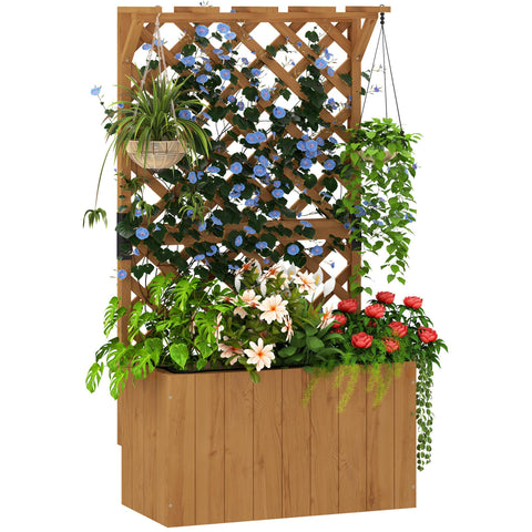 Rootz Hochbet Garden Trellis - Raised Bed - Plant Box - Weatherproof Wood - 64cm x 33cm x 122cm