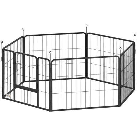 Rootz Dog Fence Pet Enclosure - Pet Barrier - Heavy Duty Kennel - Foldable Steel - 160x80x60cm, Black