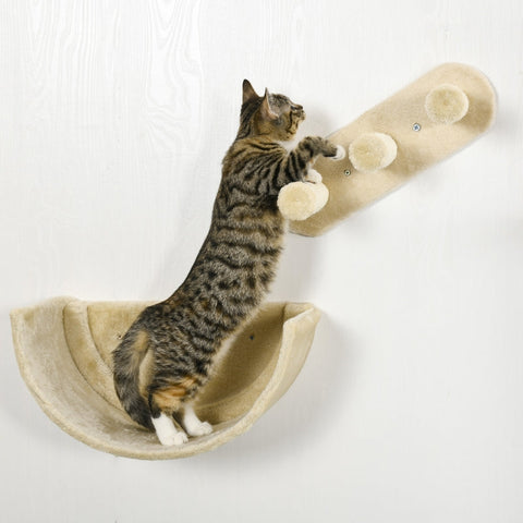 Rootz Cat Climbing Wall Set - Cat Tree - Kitty Tower - Cat Toy - Chipboard & Plush - Promotes Health & Happiness - Dimensions: 40cm x 28cm x 73cm