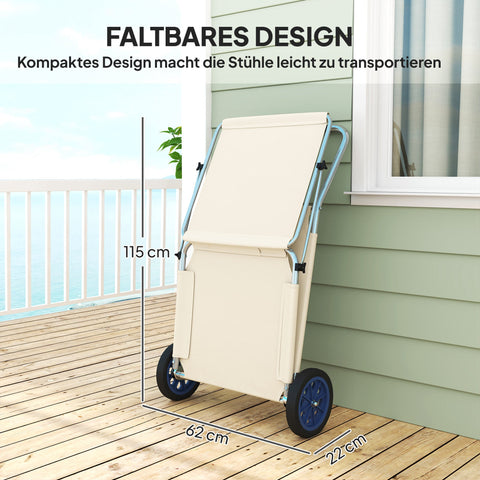 Rootz Sun Lounger Set - Foldable Garden Lounger - Roll Deck Chair - Adjustable Backrest - 62cm x 148cm x 85cm