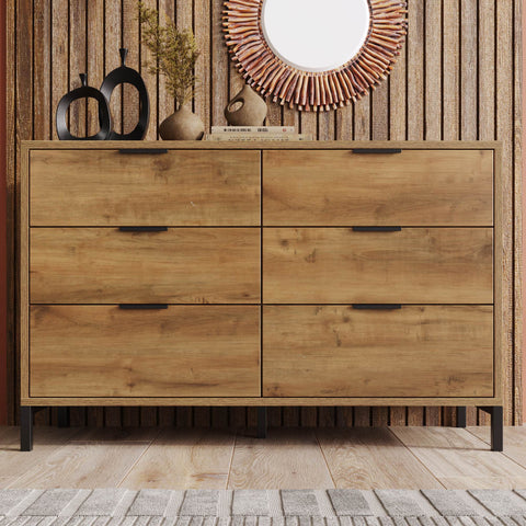 Rootz 6 Drawer Chest - Storage Cabinet - Dresser - Spacious Storage - 120x40x76 cm