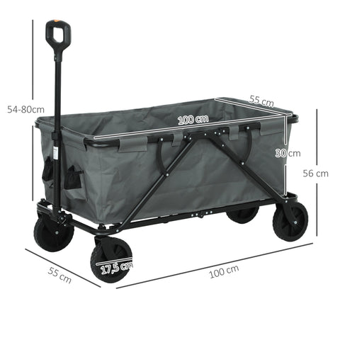 Rootz Garden Car - Transport Cart - Beach Wagon - 120kg Capacity - Foldable - Oxford Fabric - 160L - 100cm x 55cm x 56cm