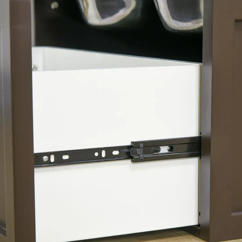 Rootz Voerstation - Verhoogde voerbakken - 2 voerbakken - 2 roestvrijstalen voerbakken - 1 opbergruimte - Bruin - 60 x 30 x 36 cm