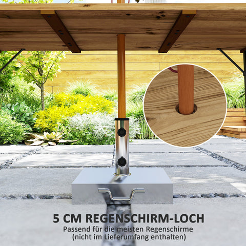 Rootz Garden Table - Buffet Table - Outdoor Dining Table - Weatherproof & Umbrella Hole - 175x80 cm - Brown & Black
