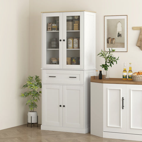 Rootz Kitchen Cabinet - Buffet - Acrylic Front Drawers - Extra Storage - 76 x 40 x 182.5 cm White