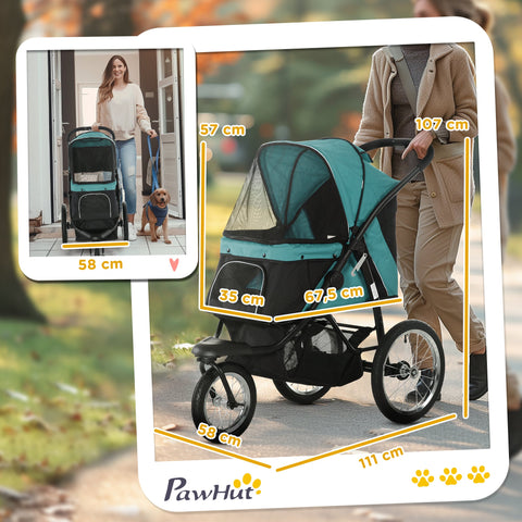 Rootz Dog Car - Hundebuggy - Pet Stroller - Sun Protection - Foldable Design - 111 x 58 x 107 cm