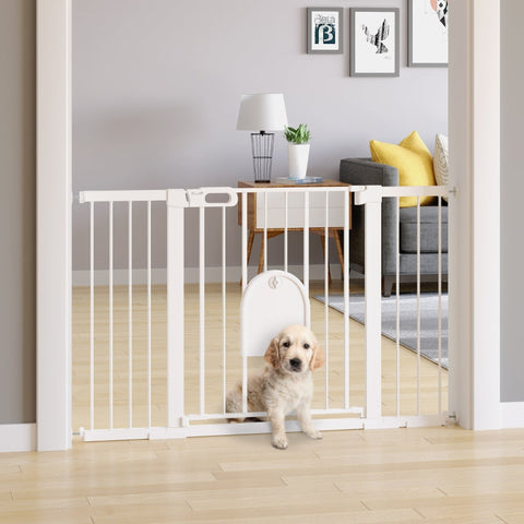 Rootz Door Safety Gate - Pet Barrier - Pet Gate - Automatic Closing - Enhanced Stability - Convenient Small Door - 75-131cm x 76cm - Metal, ABS