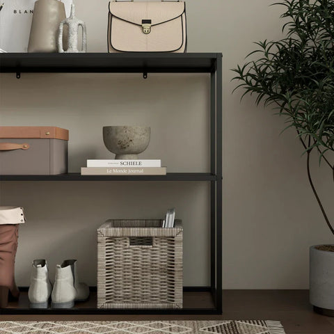 Rootz Consoletafel - Dressoir - 2 Niveaus - Gepoedercoat Staal - Anti-tip - Zwart - 90 x 30 x 75cm