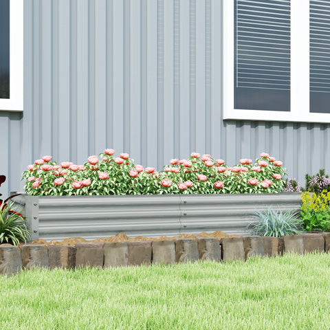 Rootz Steel Raised Garden Bed - Weather-Resistant Planter - Galvanized Steel - Anti-Cut Safe Edge - 180cm x 90cm x 30cm