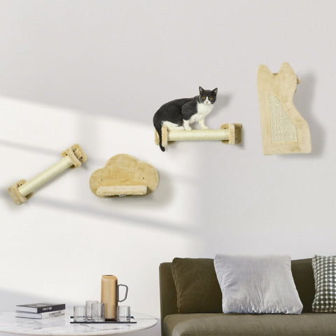 Rootz Cat Stairs - Cat Climbing Steps - Feline Wall Ladder - Space-Saving - Scratching Surfaces - Plush Platform - 44W x 22D x 28H cm