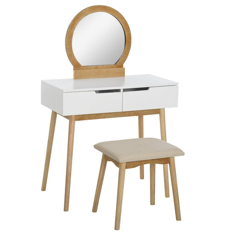 Rootz Coiffeuse Design Scandinave Dressing Table - Vanity Desk - Beauty Station - High Comfort Stool - 80x40x125cm Dressing Table, 44.5x36.5x45cm Stool