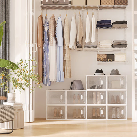 Rootz 18-Part Shoe Shelf - Stackable Shoe Boxes - Magnetic Doors - Dust-Free Storage - 28 x 36 x 21 cm