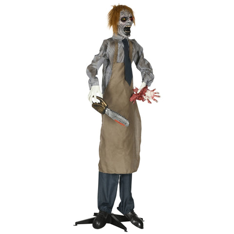 Rootz Halloween Decoration - Chainsaw Killer - Spooky Doll - Interactive Scare - Realistic Movements - Eye-Catching Visuals - 130cm x 18cm x 170cm - Polyester & Plastic