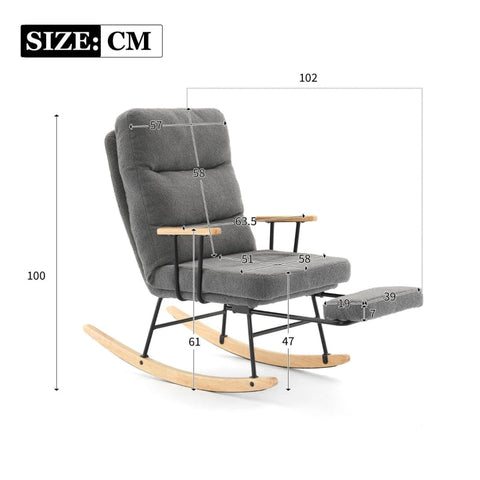 Rootz Ergonomic Rocking Chair - Recliner - Rocking Armchair - Gravity Adjustment - 58L x 102W x 100H cm
