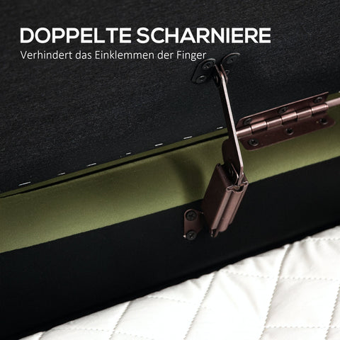 Rootz Bench with Storage - Upholstered Seat - Velvet Bench - Comfortable & Elegant - 108cm x 44cm x 43.5cm - Green & Gold