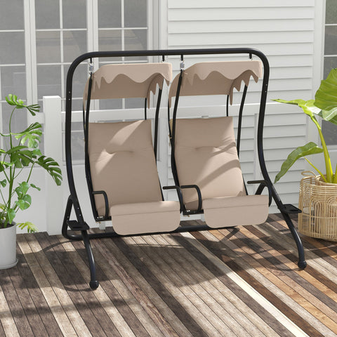 Rootz Hollywood Swing - Garden Swing - Weatherproof Swing - 2 Cup Holders - Romantic Shade - 170cm x 136cm x 170cm