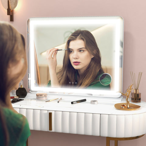 Rootz LED Mirror - Makeup Mirror - Vanity Mirror - 10x Magnification - USB Charging - Touch Control - 80cm x 14cm x 62cm