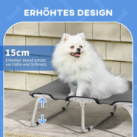 Rootz Folding Dog Lounger - Pet Cot - Portable Dog Bed - Hot/Cold Protection - 600D Oxford - Indoor Outdoor - Easy Clean - Steel Frame - 71cm x 58cm x 20cm