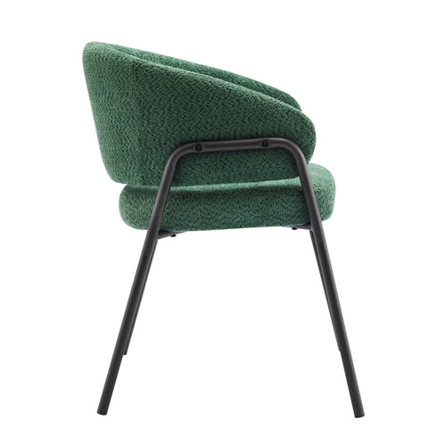Rootz Dining Chair - Armchair - Lambskin Look - Ergonomic Comfort - Velvet Fabric - 49cm x 48cm x 78cm - Dark Green
