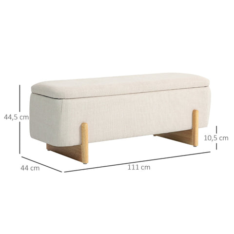 Rootz Storage Bench with Seat Chest & Storage Space - Upholstered Bench - Blanket Storage - Breathable Fabric - 111cm x 44cm x 44.5cm