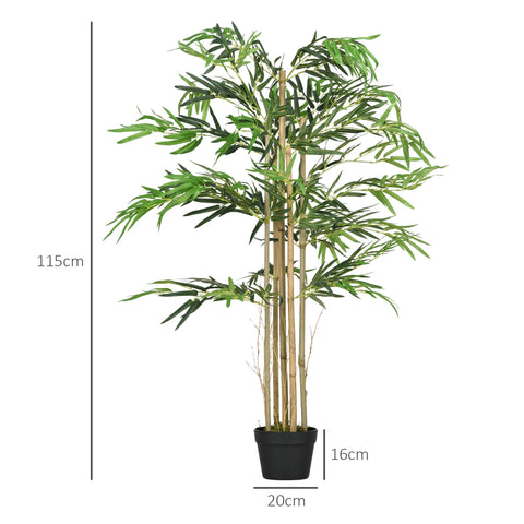 Rootz Artificial Bamboo XXL Tree - Faux Plant - Synthetic Greenery - Realistic Leaves - 115cm Height - Black Pot ø 20 x 14cm