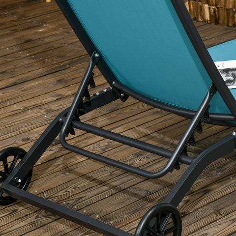 Rootz 2 Piece Sun Lounger Set - Recliner Chairs - Outdoor Beds - Adjustable Backrest - Aluminum Frame - 195cm x 66cm x 34cm