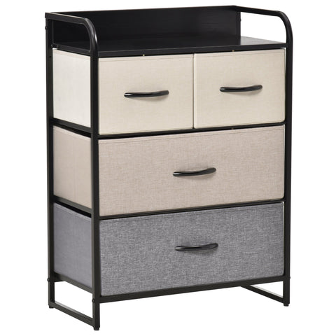 Rootz Storage Cabinet - Chest of Drawers - Fabric Organizer - Durable & Versatile - 58 x 29 x 78.5 cm - Black, Grey