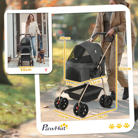 Rootz 3-in-1 Foldable Pet Trolley - Dog Car - Animal Carrier - Durable Oxford Fabric - 76cm x 50cm x 102cm