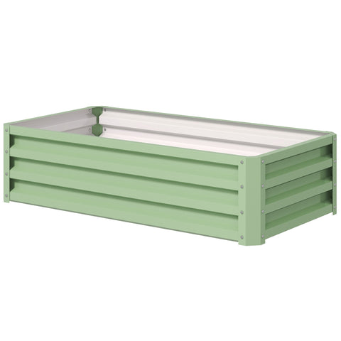 Rootz Raised Bed Plant Box - Garden Planter - Weather-Resistant Galvanized Steel - Open Floor for Drainage - 120cm x 60cm x 30.5cm - Green