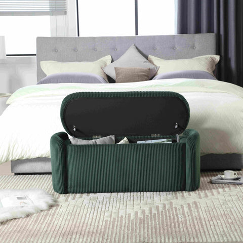 Rootz Storage Stool - Velvet Ottoman - Upholstered Bench - Spacious Storage - 112L x 41W x 42H cm