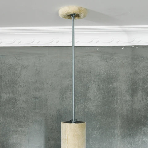 Rootz Cat Scratching Post - 1 Cat Cave - 1 Cat Hammock - 1 Lying Surface - Sisal Rope - Natural + Beige - 48 cm x 48 cm x 255 cm