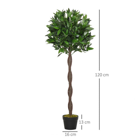 Rootz Set of 2 Artificial Laurel Tree - Faux Trees - Indoor Outdoor Greenery - No Maintenance Needed - 120cm x 16cm