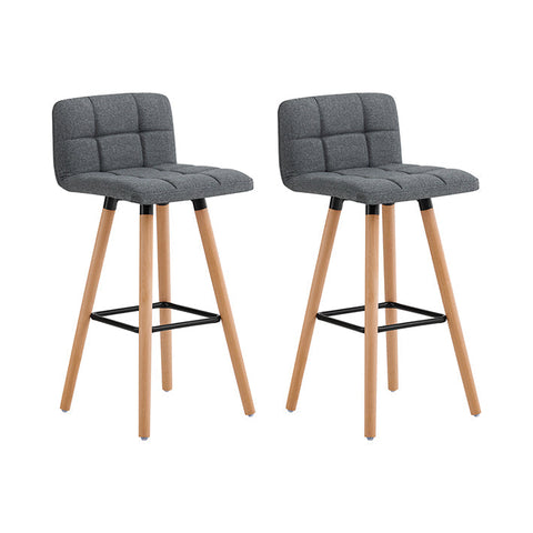 Rootz Bar Stool Set of 2 - Counter Stool - Kitchen Stools - Padded Curved Seat - All-Round Footrest - Simple Elegant Design - 44cm x 44cm x 90cm - Dark Gray