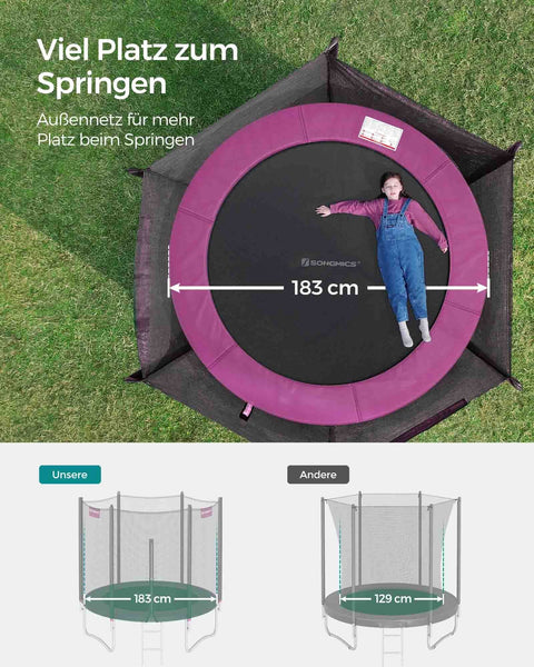 Rootz 10ft Trampoline met Veiligheidsnet - Zwart-Blauw - Gegalvaniseerd stalen frame - Springmat - 183cm x 230cm - Capaciteit 100kg