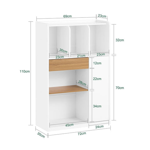 Rootz Storage Shelf - Bookcase - Space Organizer - Versatile Storage Solution - 72x110x30cm