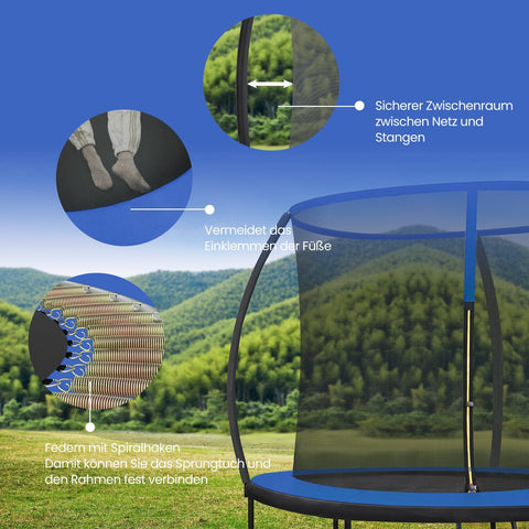 Rootz 305 cm Trampoline - Garden Trampoline - Outdoor Trampoline - Safety Net Protection - TÜV Certified - 76cm Frame Height