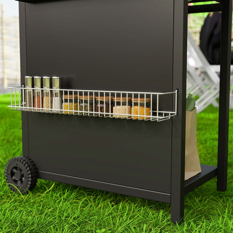 Rootz Gas Grill 9.5 kW - Outdoor BBQ - Griddle - 4 Burners, Side Cooker, Integrated Thermometer - 123 x 57 x 98 cm - Black