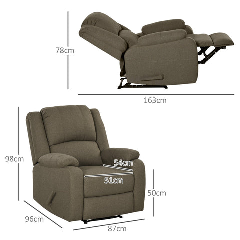 Rootz Recliner Chair - Lounge Chair - Armchair - Adjustable Backrest - Thick Padding - 87cm x 96cm x 98cm