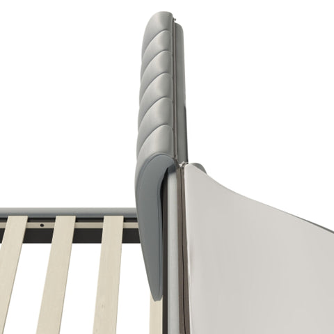 Rootz Gray Upholstered Bed - Elegant Bed Frame - Easy-Clean PU - Supports 300kg - 203L x 168W x 107.5H cm - Modern Design