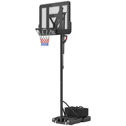 Rootz Basketball Stand - Hoop System - Adjustable Heights - Spring-Loaded Basket - 2.35-3.05m Basket Height - 110x75cm Back Panel - Mobile Design
