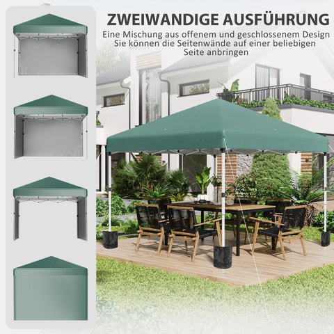 Rootz Folding Pavilion - Pop-Up Tent - Garden Gazebo - UV Protection - 3m x 3m x 2.88m - Stainless Steel Frame - Green